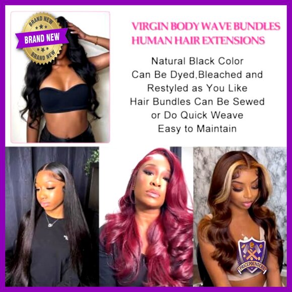 4 Bundle Brazilian Virgin Hair Extensions Body Wave 20-26 Inch Quick Weave main image 5